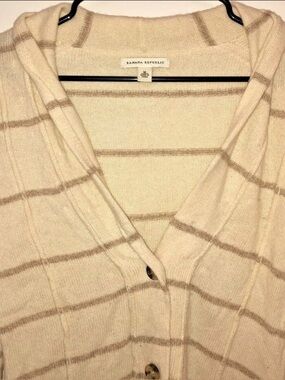 Womens Banana Republic Lightweight Cream Colored Striped Cardigan Sweater Size M